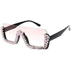 Pack of 12 Fancy Jewel Half Lined Shield Sunglasses
