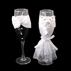 WEDDING HIS & HERS CHAMPAGNE GLASS CANDLE HOLDERS SLWED839