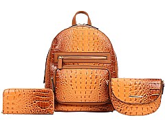 3 IN 1 Crocodile Backpack - Crossbody & Wallet Set