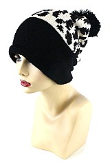 Pack of (12 pieces) KNITTED LEOPARD BEANIES FM-XBH2052