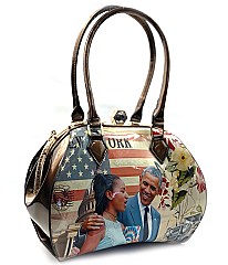 USA FLAG Obama Dressy Frame Satchel Handbag