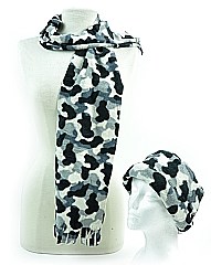 Fleece Hat and Scarf Cow Print