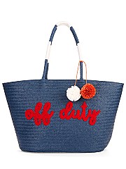 TRENDY NAVY Color Beach Bag with print