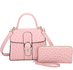 Ostrich Buckle Flap 2-in-1 Satchel - Cross body