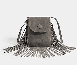 Fringed Flap Cell-Phone Holder Cross-Body
