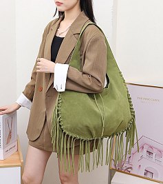 Suede Fringe Hobo Shoulder Bag wholesale