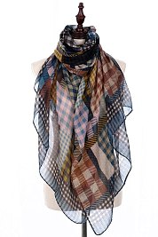 Pack of 12 Pcs Assorted Color Plaid Print Scarves