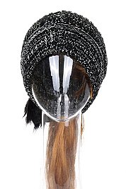 Pack of 12 (pieces) Assorted Pom Pom Messy Bun Ponytail Beanie FM-HT786