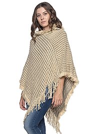 Fashionable Fringe Hooded Poncho FM-KC1072
