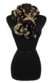 Leopard Animal Patterned Fleece Scrunchies Scarf