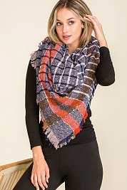 Plaid Pattern Oversized Blanket Scarves