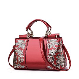 Patent Quality Embroidery Top Handle Satchel Bag