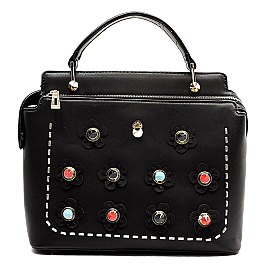 Ruffle Satchel with Multi Studded Strap