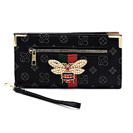 PACK OF 6 QUEENBEE MONOGRAM STRIPE CLUTCH WRISTLET