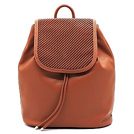 Quilted Flap Drawstirng Backpack