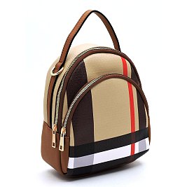Convertible Tartan Plaid Check Sling - Backpack Satchel