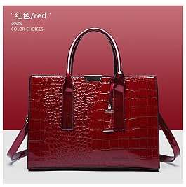 Croc Alligator Patent Brief Satchel Bag