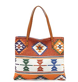 Aztec Tribal Canvas Shopper