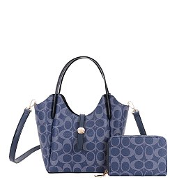 2-in-1 Oval Design Bucket / Satchel Wallet Set