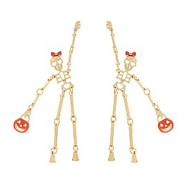Large Rhinestone Skeleton Halloween Earrings