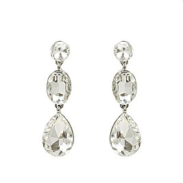 FASHIONABLE 3 STONE DANGLY RHINESTONE EARRING SL23918