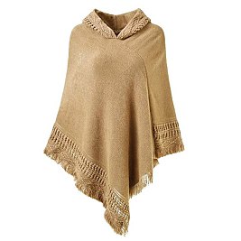 Soft Touch Hooded Fringe Shawl Cape