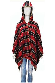 Plaid Pattern Knit Hooded Cardigan