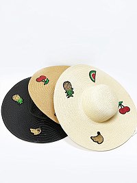 Wide Brim Fruit Patch Sun Straw Hat