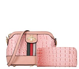 2-in-1 Queen Bee Stripe Crocodile Cross-Body Set