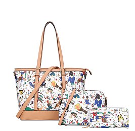 3 IN 1 Graffiti-Monogram Tote & Cross-Body With Wallet