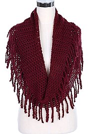 Pack of (12 Pieces) Assorted Colors Stylish Fringe Knitted Infinity Scarves FM-AO6055