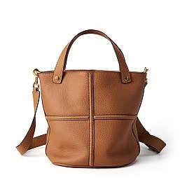 Genuine Leather Bucket-Crossbody Bag