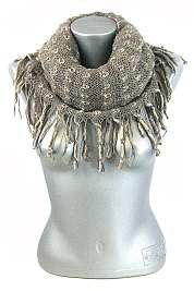 Fringe Knitted Infinity Scarves - Dozen / 12pcs