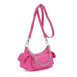 Multi Pocket Chain Accent Shoulder/ Crossbody