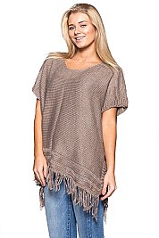 Fashionable Fringe Poncho with Button on the Side FM-AV207