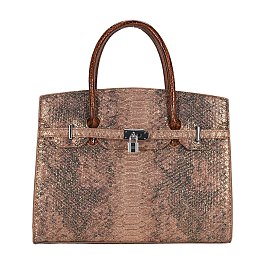 Crocodile Padlock Two-Tone Satchel