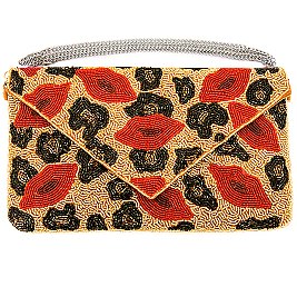 10.5" TRENDY Handmade Seed Bead CLUTCH Bag