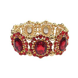 Fashion Oval Gem with Stone Burst Edge Stretch Bracelet SLBL066