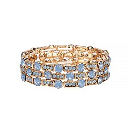 Fashion Stone Circle and Rectangle Metal Stretch Bracelet