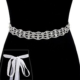 Wedding Rhinestone Tie Sash Belt SLBTM1627