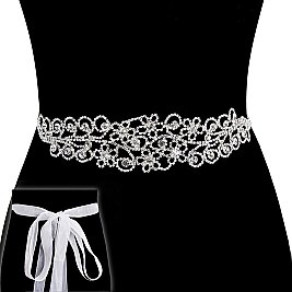Wedding Rhinestone Tie Sash Belt SLBTM1740