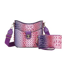 2-in-1 Tie-Dyed Croc Satchel-Crossbody Bag + Wallet