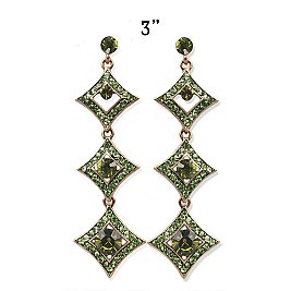 TRENDY 3 TIER DANGLY RHINESTONE EARRING SLCE870