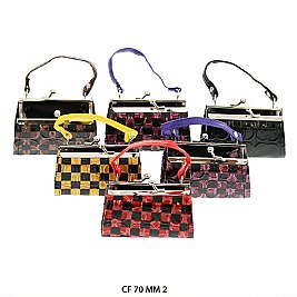 Pack of 12 Regular Coin Purses with Checkered Design