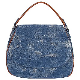 Vintage Denim Flap Crossbody Bag Satchel