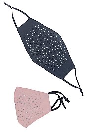 PACK OF 12 STONE EMBELLISHED COTTON MASK