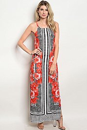 Sleeveless Floral Multi Print Maxi Dress - Pack of 6 Pieces