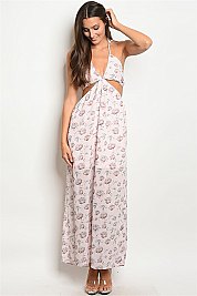 Sleeveless Cross Cut Floral Maxi Dress - Pack of 6 Pieces