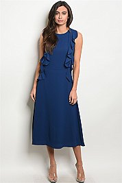 Sleeveless Side Ruffles Midi Dress - Pack of 6 Pieces