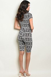 Short Sleeve Plunging Neckline Logo Print Cycle Shorts Romper - Pack of 6 Pieces